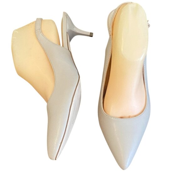 Calvin Klein Nasser Kitten Heel Slingback Pump Sz 9 Taupe Nude Beige #199S - Picture 2 of 11